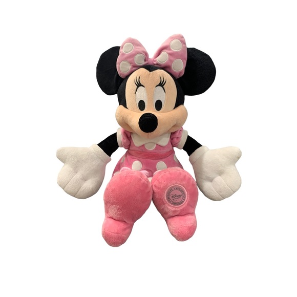 Disney Minnie Mouse Plush Pink Polka Dot Excellent Used Condition Authentic - Picture 1 of 6